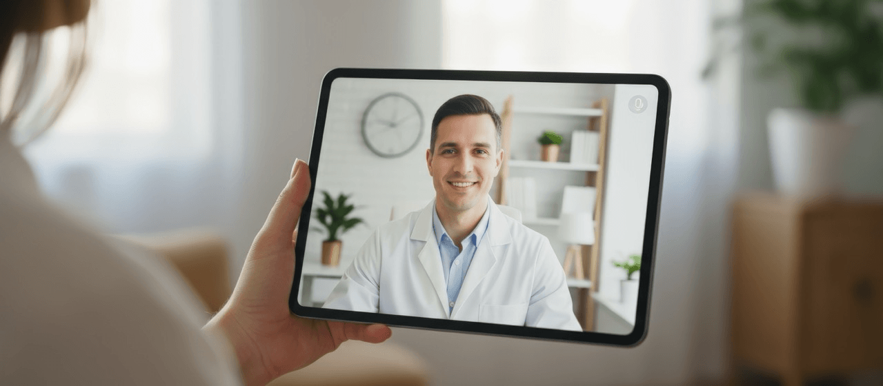 Clinician reviewing a protocol during a telehealth consult